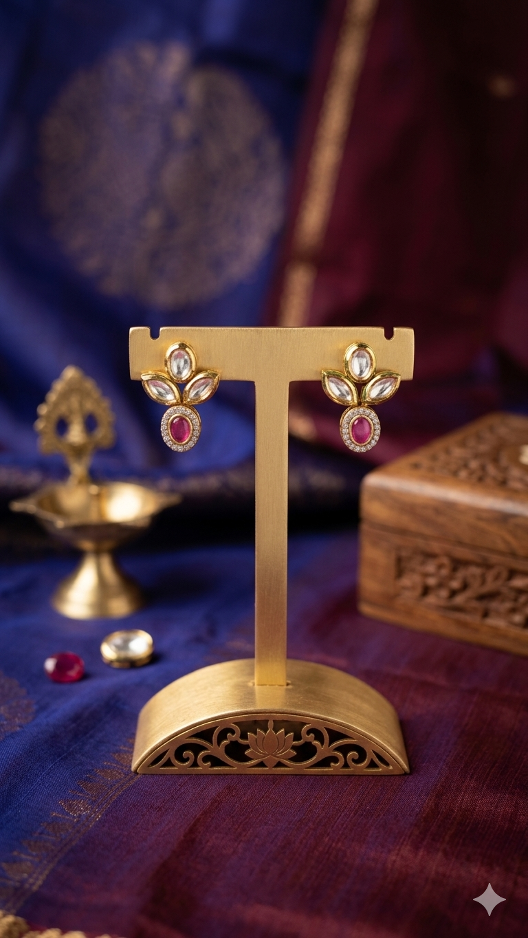 The Kishori Ruby & Kundan Floral Studs